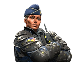 Szef kuchni d’Escadron Rouchard z jednostki narodowej w mundurze operacyjnym i berecie.