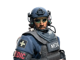 John „Van Healen” Kask z SWAT w hełmie taktycznym i pancerzu ochronnym.