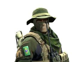 Primeiro Tenente z brazylijskiego batalionu w zielonym mundurze wojskowym i kapeluszu polowym.